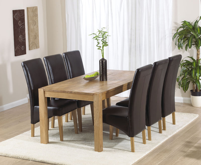 Vermont Dining Table 180cm with 6 Leather Dining Chairs - Click Image to Close
